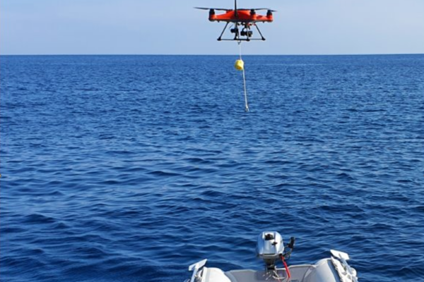 Small hydrophones are placed with the help of a drone.